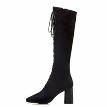 Small Chunky Heel Lace Up Long Boots GS157