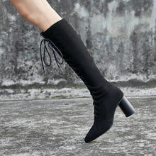 Small Chunky Heel Lace Up Long Boots GS157