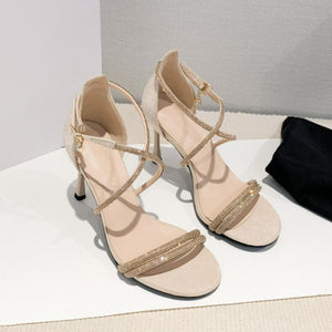 Small Cross Strap Rhinestone Summer Shoes GS117