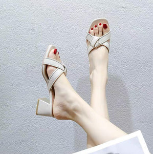 Small Cross Strap Slip On Summer Sandals GS167