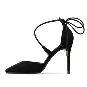 Small Feet Cross Strap Suede Heels GS58