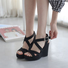 Small Feet Ladies Cross Strap Wedge Sandals DS208