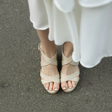 Small Feet Ladies Cross Strap Wedge Sandals DS208