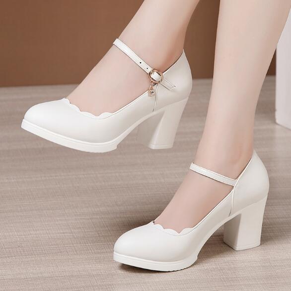 Small Feet Girls Block Heel Pump Shoes SS382 AstarShoes