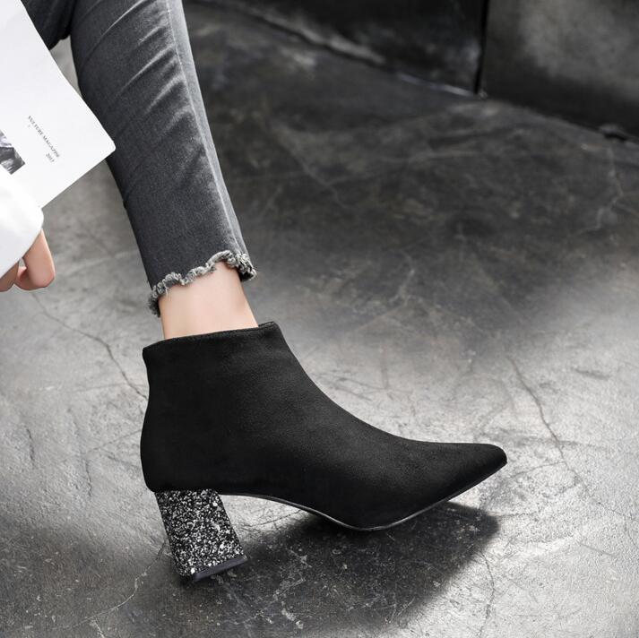 Small Feet Glitter Chunky Heel Boots GS217