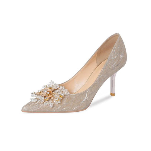 Small Feet Glitter Metal Heel Dress Shoes GS349