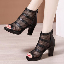 Small Feet Lace Mesh Chunky Heels GS109