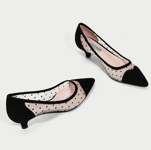 Small Feet Lace Mesh Pointy Heels DS250