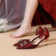 Small Feet Mid Heel Silk Satin Shoes DS305