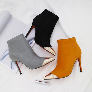 Small Feet Pointy Toe Heeled Ankle Boots DS118