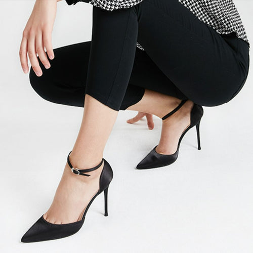 Small Feet Silk Satin Ankle Strap Heels GS57
