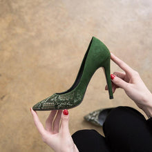 Small Feet Snake Print Toe Suede Heels GS32