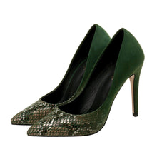 Small Feet Snake Print Toe Suede Heels GS32
