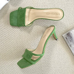 Small Feet Suede Open Toe Heels DS133