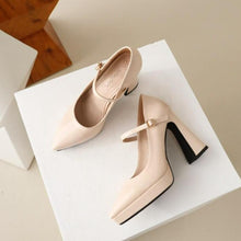 Small Pointy Platform Chunky Heeled Pumps GS156