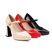 Small Pointy Platform Chunky Heeled Pumps GS156