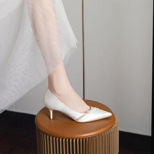 Small Silk Satin Mid Heel Shoes GS351