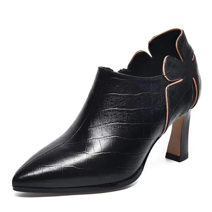 Small Size 3 Leather Heels Booties GS370