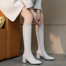 Small Size Block Heel Mid Calf Boots GS155