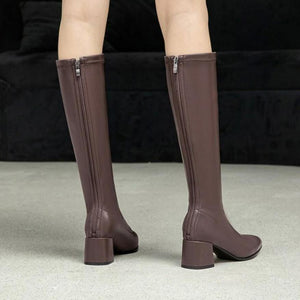 Small Size Block Heel Mid Calf Boots GS155