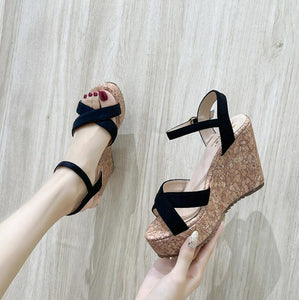 Small Size Cross Strap Wedge Heel Sandals GS173