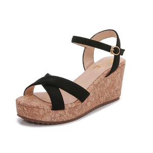Small Size Cross Strap Wedge Heel Sandals GS389