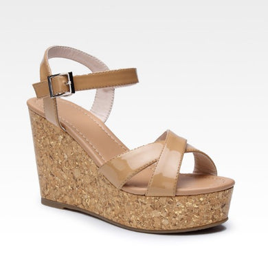 Patent Wedge Heel Sandals Size US4.5 For Sale