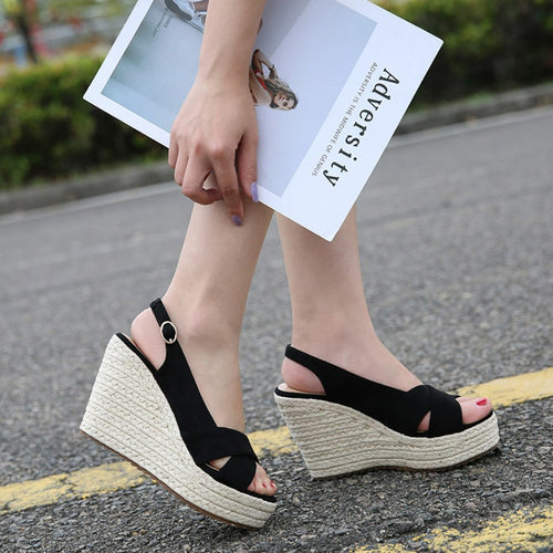 Small Size Peep Wedge Heel Sandals SS371