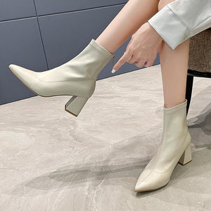 Small Size Pointed Sexy Heeled Short Boots AS50