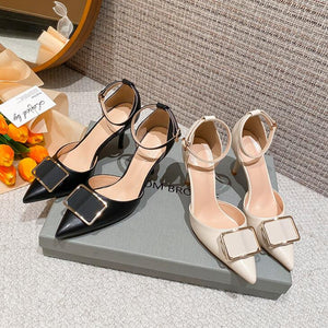 Small Size Pointy Buckle Toe Ankle Strap Heels ES67