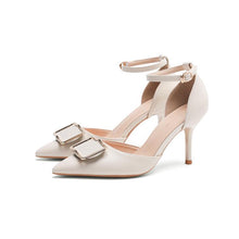 Small Size Pointy Buckle Toe Ankle Strap Heels ES67