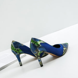 Small Size Printed Leather Heel Pumps GS339