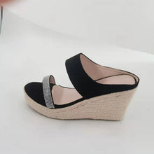 Small Size Rhinestone Strap Wedge Heels GS82