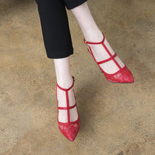 Small Size T Strap Lace Mesh Heels GS191