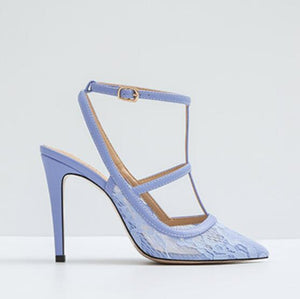 Small Size T Strap Lace Mesh Heels GS191