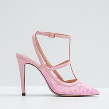 Small Size T Strap Lace Mesh Heels GS191