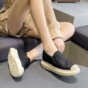 Small Size Thick Sole Lace Mesh Espadrilles GS163