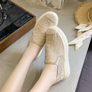 Small Size Thick Sole Lace Mesh Espadrilles GS163