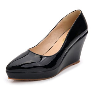 women's wedge heel dress shoes Small Size 2 Wedge Heels For Small Feet Women US4.5(eu35)=UK2.5(225mm) / silver patent