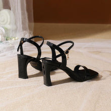 Small Square Toe One Strap Heeled Sandals GS383