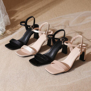 Small Square Toe One Strap Heeled Sandals GS383