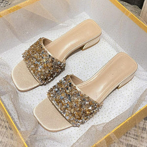Small Square Toe Slip On Low Heels GS172