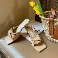 Small Square Toe Slip On Mid Heels GS177