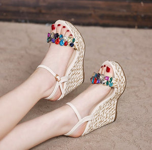 Small Feet Girls Rhinestone Wedge Sandals SS257
