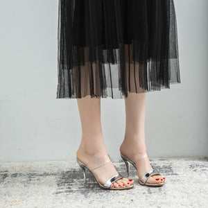 Small Size Clear Strap Heeled Sandals AP215