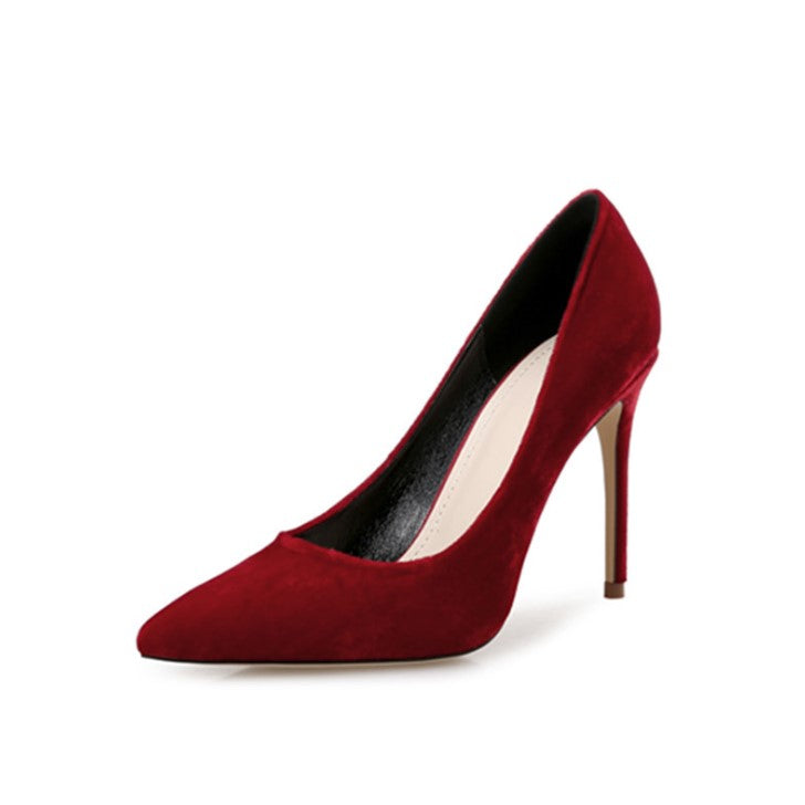 Small Size Pointy Suede Heel Pumps For Women SS320 - AstarShoes