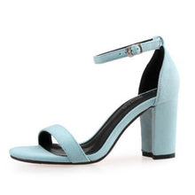 Suede One Strap Chunky Heel Sandals GS367