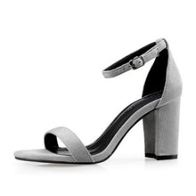Suede One Strap Chunky Heel Sandals GS367
