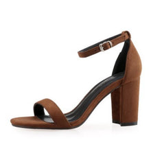 Suede One Strap Chunky Heel Sandals GS367