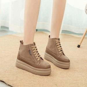 Thicksole Inner Heel Suede Short Boots GS318